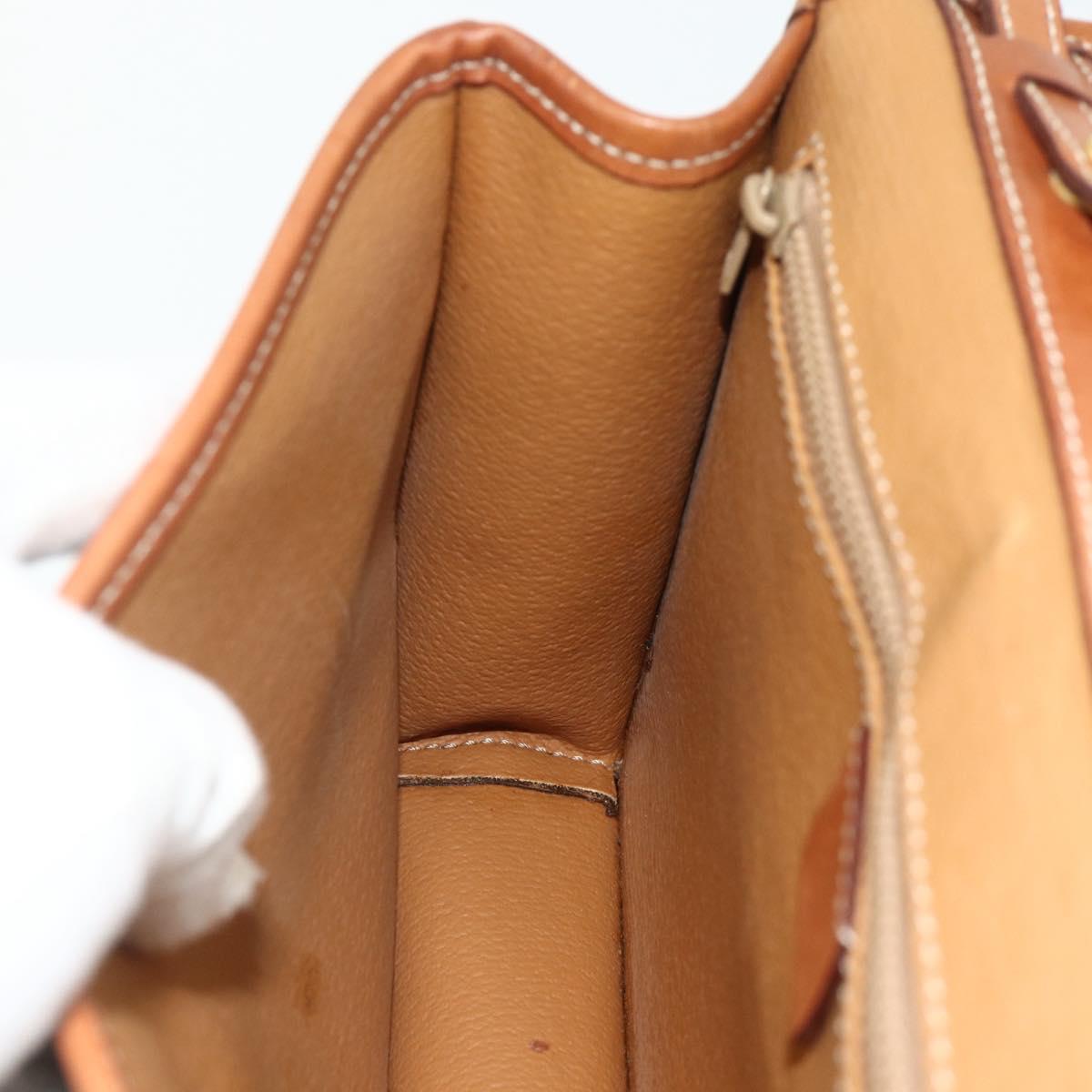 CELINE Macadam Canvas Circle Shoulder Bag PVC Leather Brown Gold Auth 179710A