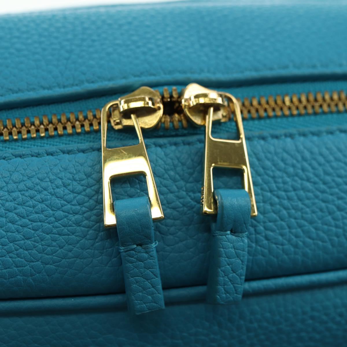 LOEWE Amazonas 23 Hand Bag Leather 2way Light Blue Gold Auth 179711V