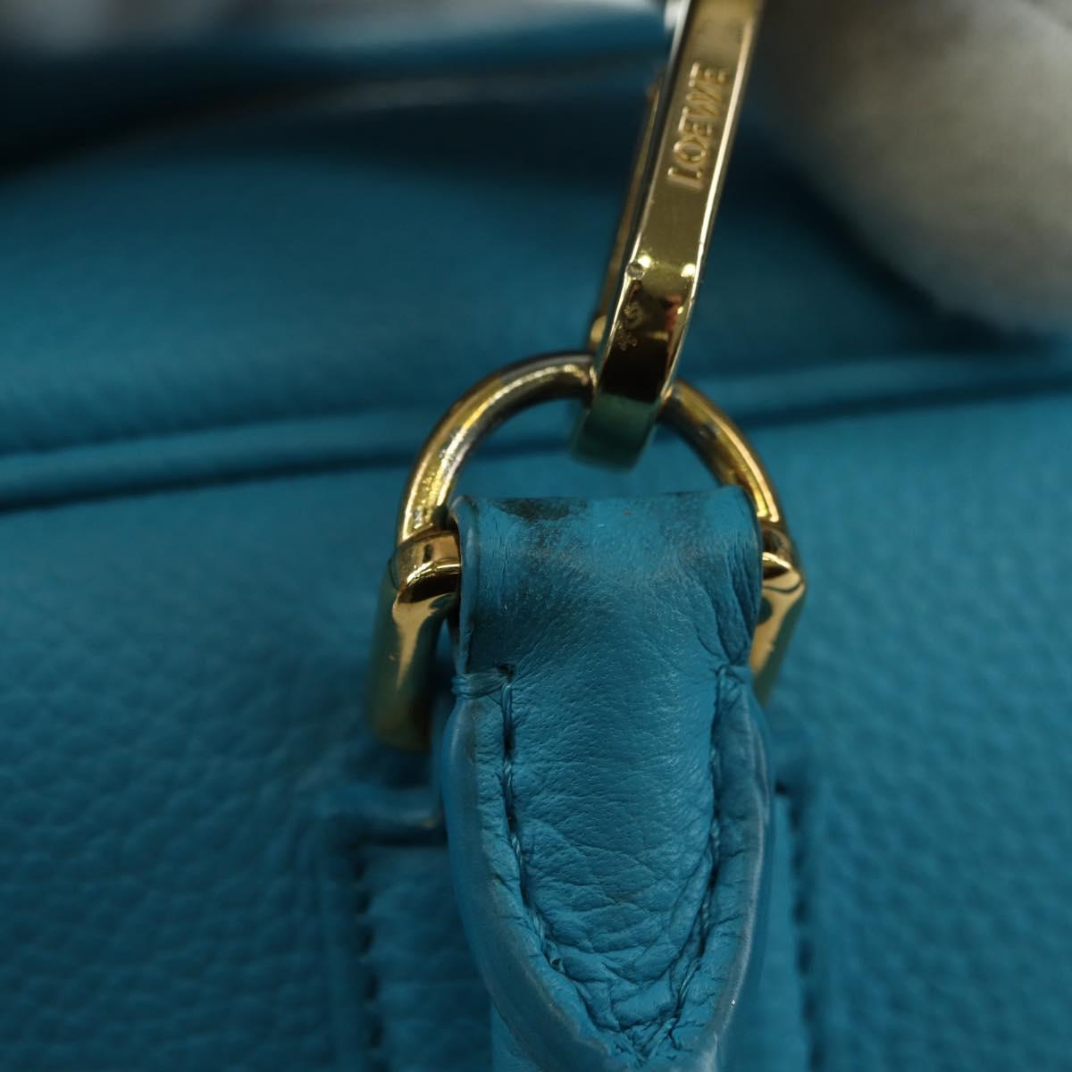 LOEWE Amazonas 23 Hand Bag Leather 2way Light Blue Gold Auth 179711V