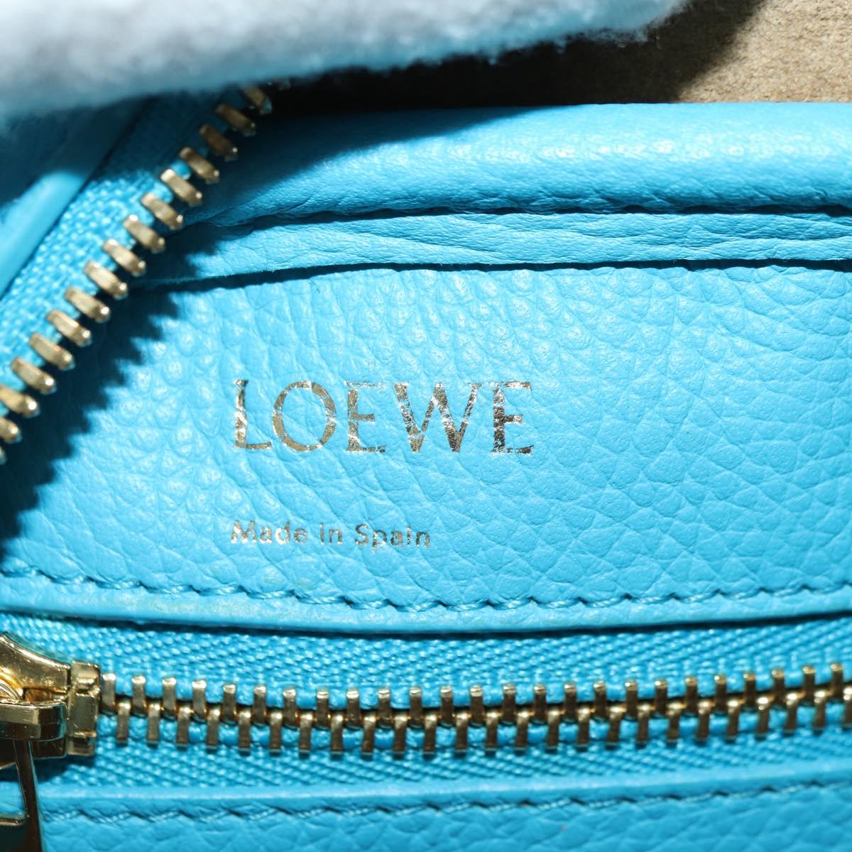 LOEWE Amazonas 23 Hand Bag Leather 2way Light Blue Gold Auth 179711V
