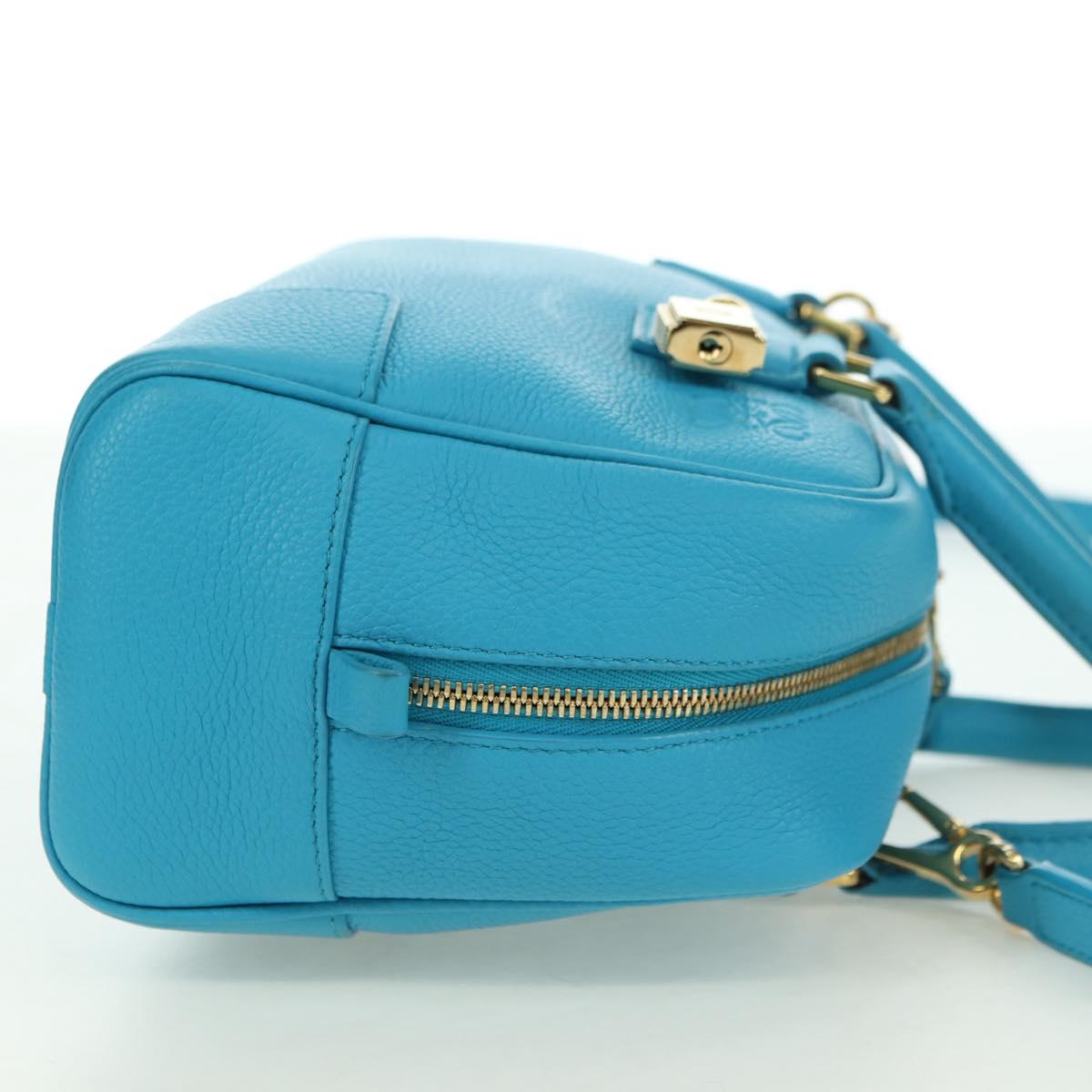 LOEWE Amazonas 23 Hand Bag Leather 2way Light Blue Gold Auth 179711V