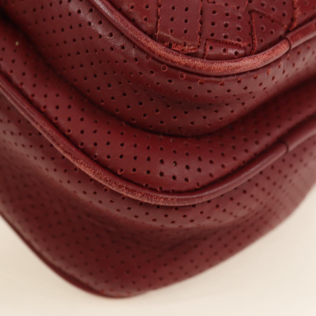 BOTTEGA VENETA INTRECCIATO Shoulder Bag Leather Bordeaux 154554 Auth 179712V