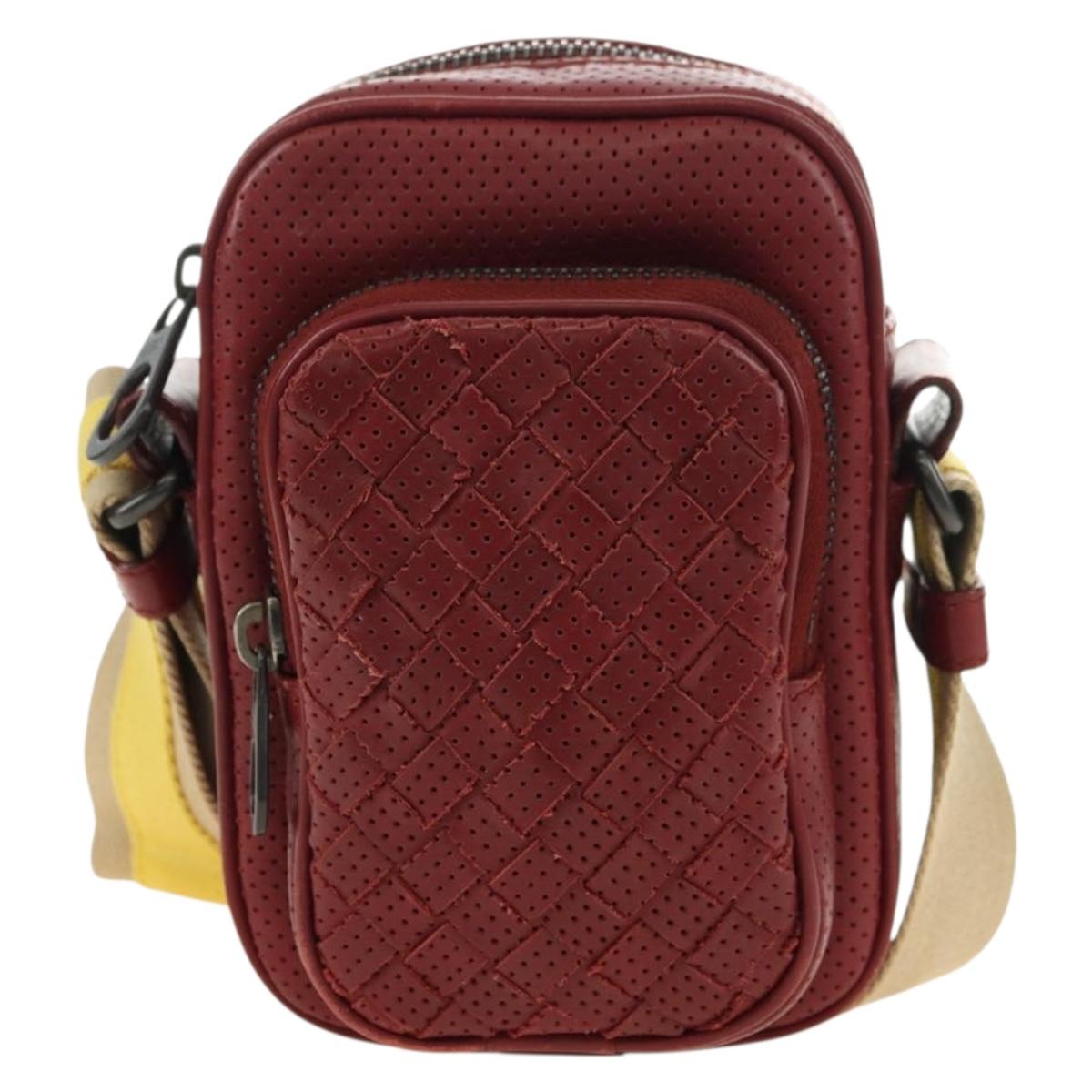 BOTTEGA VENETA INTRECCIATO Shoulder Bag Leather Bordeaux 154554 Auth 179712V