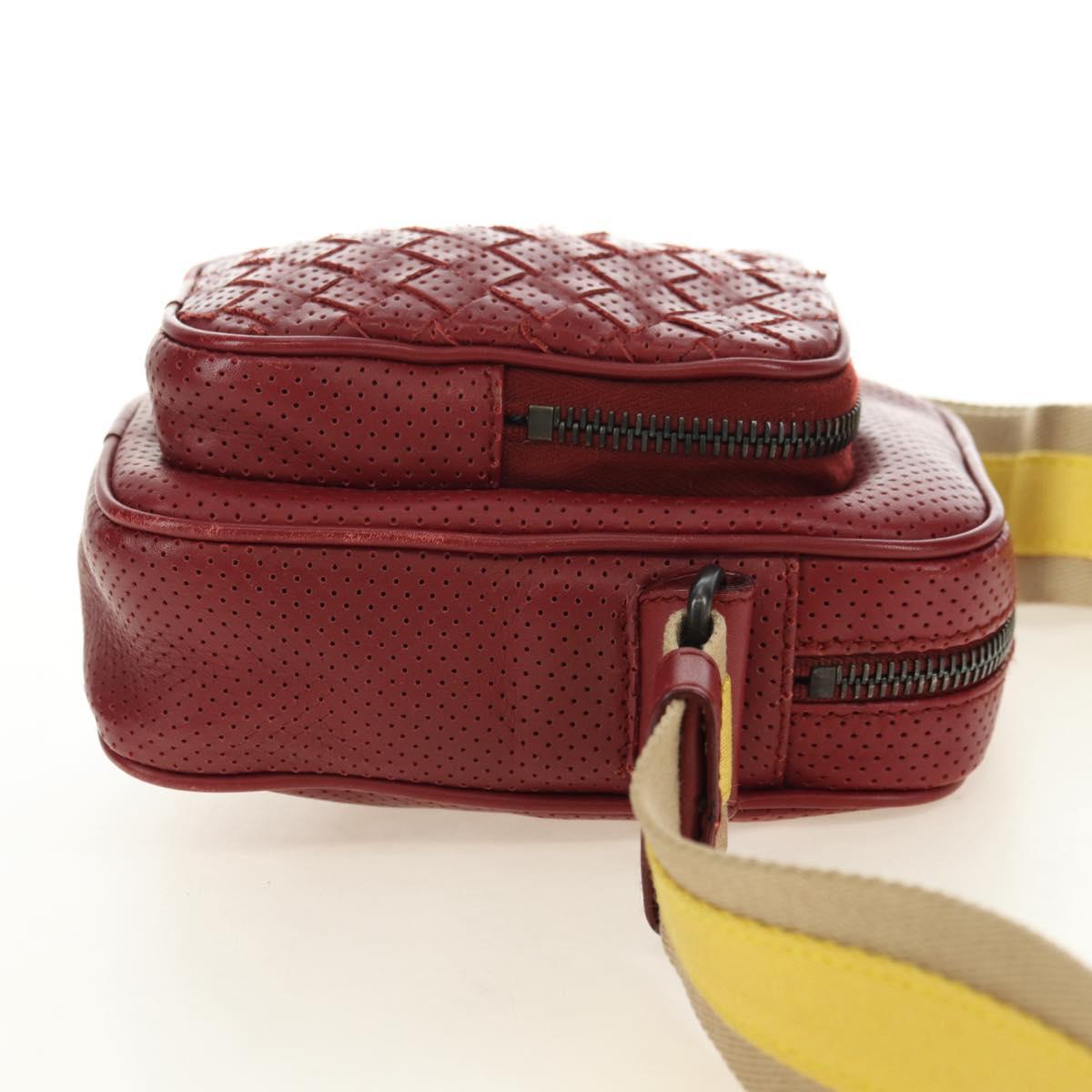 BOTTEGA VENETA INTRECCIATO Shoulder Bag Leather Bordeaux 154554 Auth 179712V