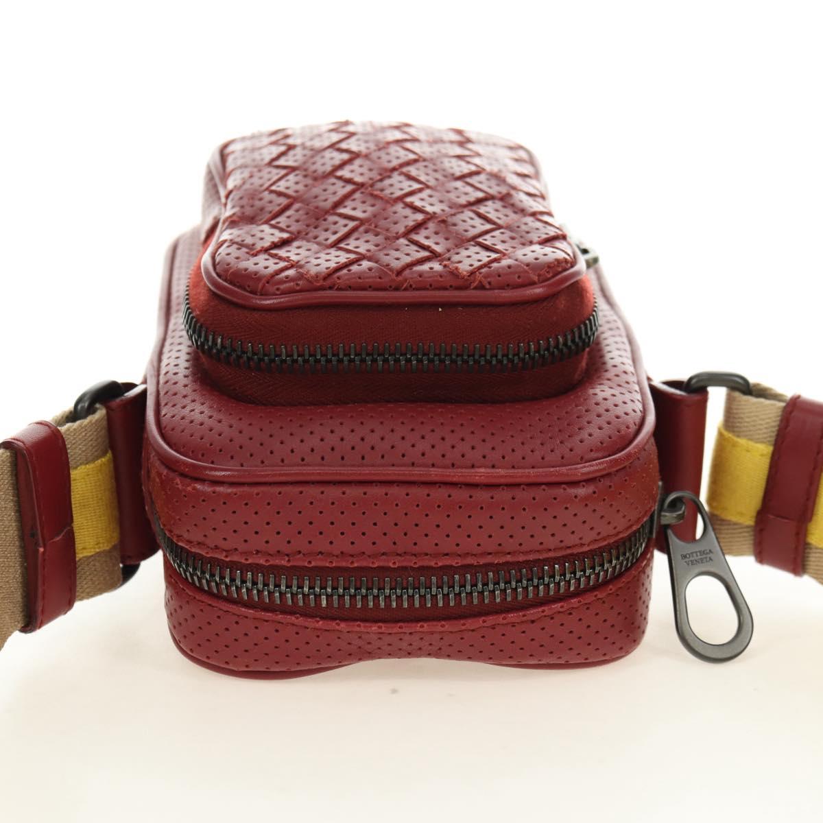 BOTTEGA VENETA INTRECCIATO Shoulder Bag Leather Bordeaux 154554 Auth 179712V