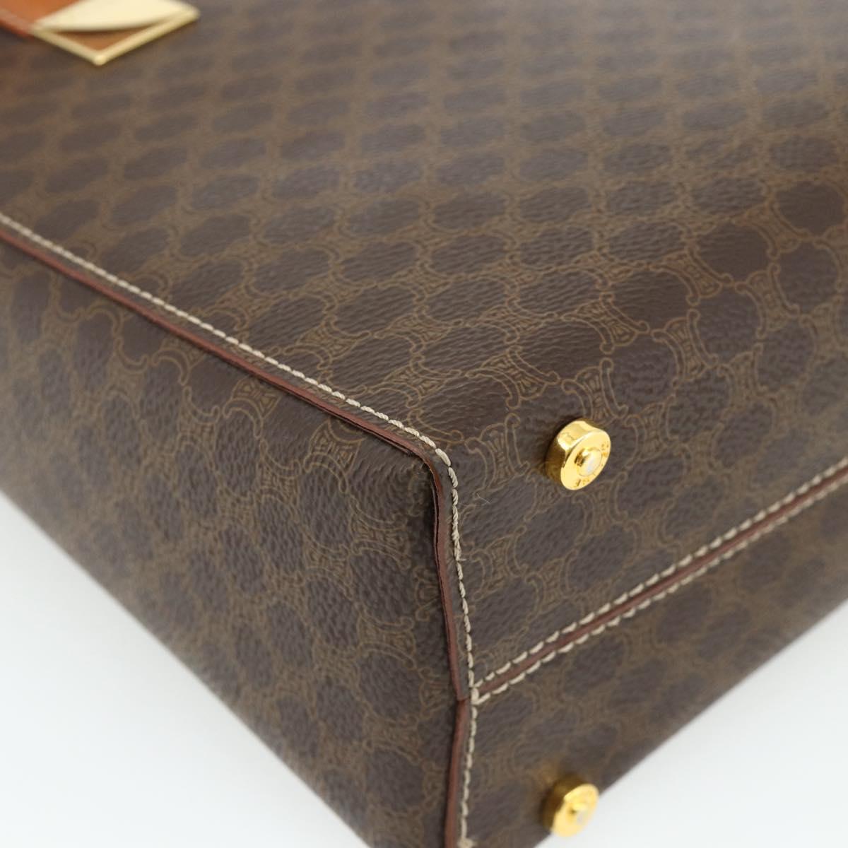 CELINE Macadam Canvas Hand Bag PVC Leather 2way Brown Gold Auth 179713A