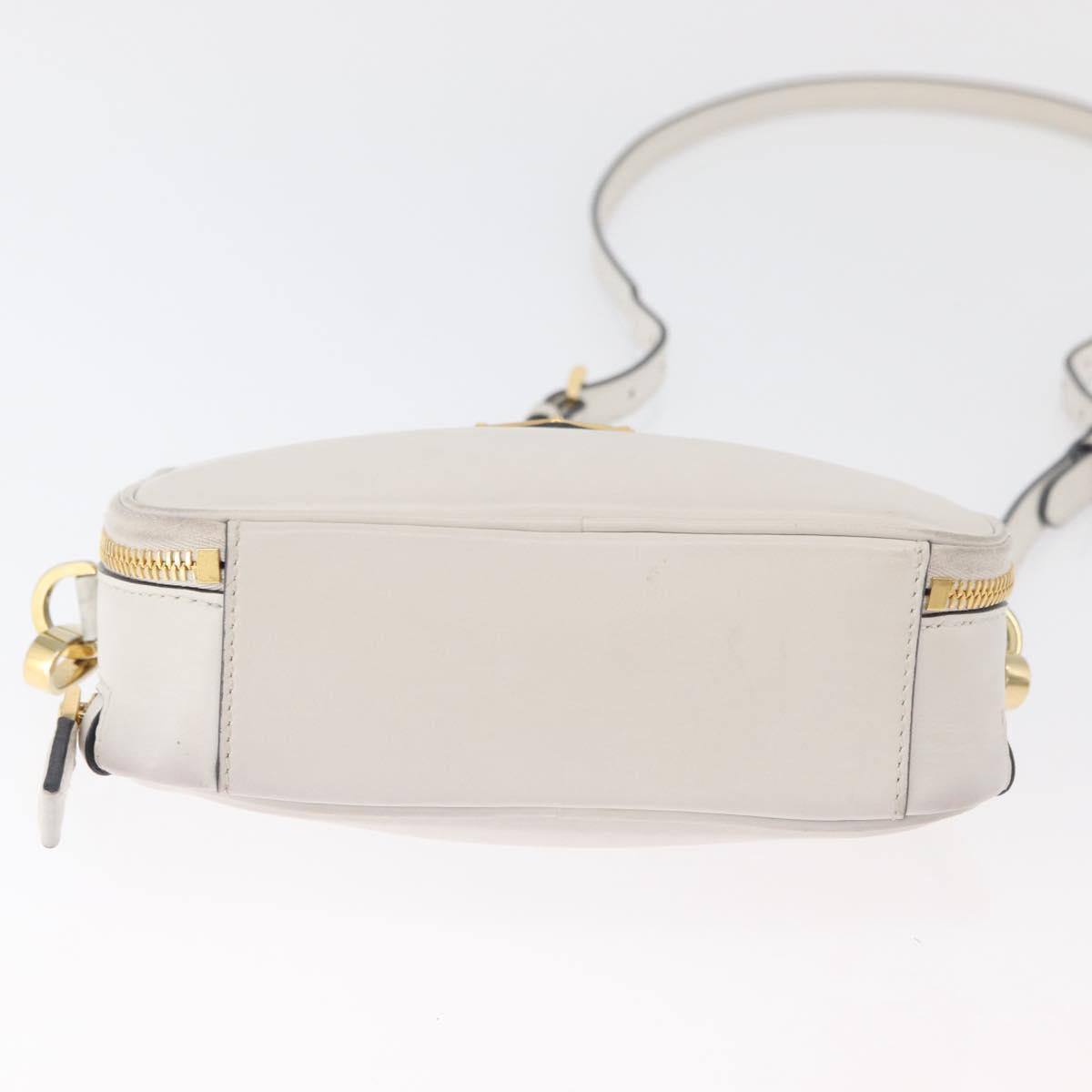 PRADA Hand Bag Leather 2way White Gold Auth 179715A