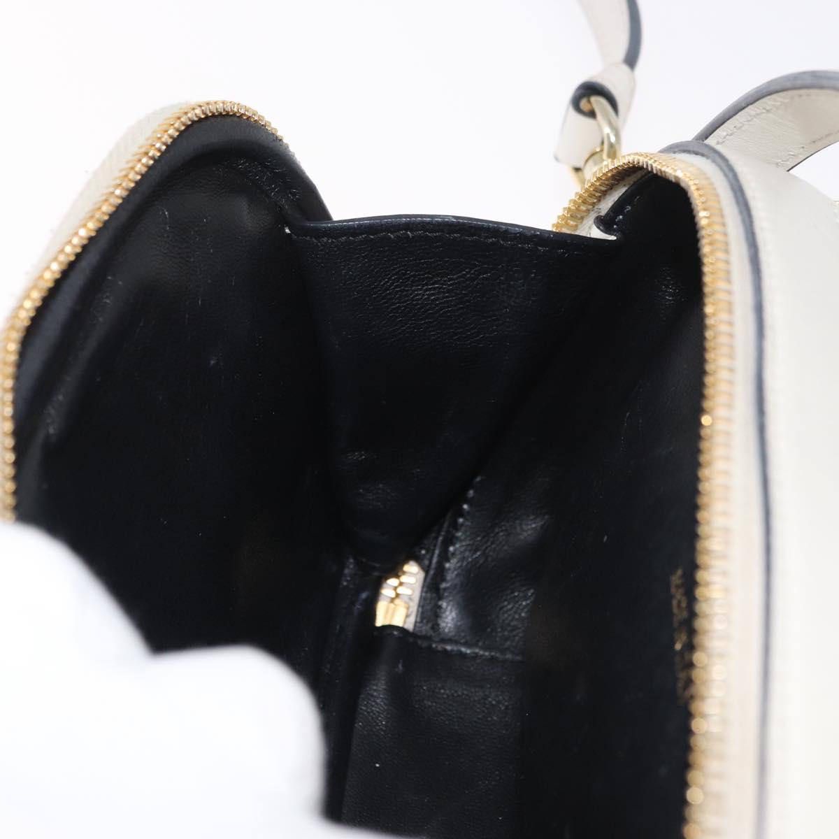 PRADA Hand Bag Leather 2way White Gold Auth 179715A