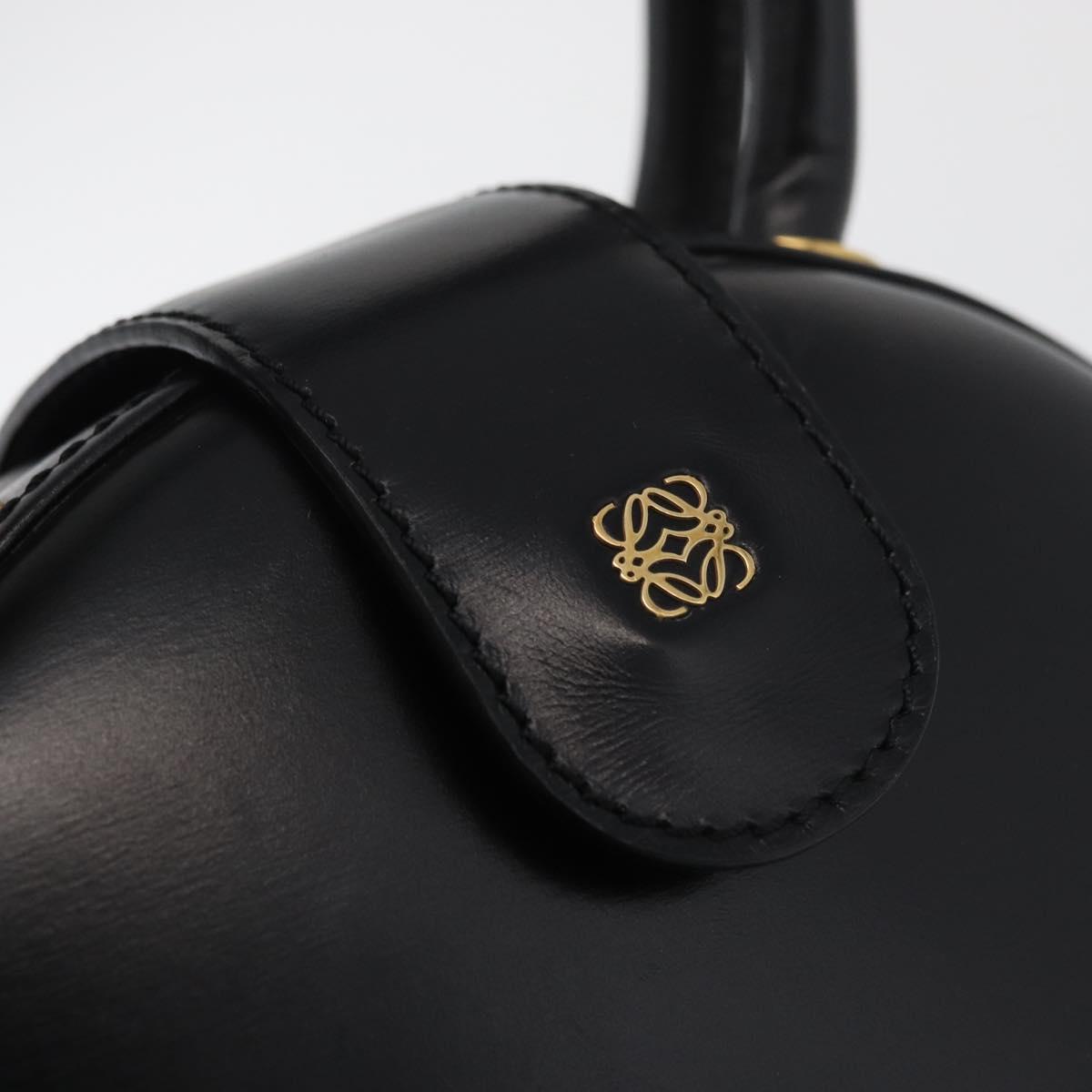 LOEWE Hand Bag Leather Black Gold Auth 179716A