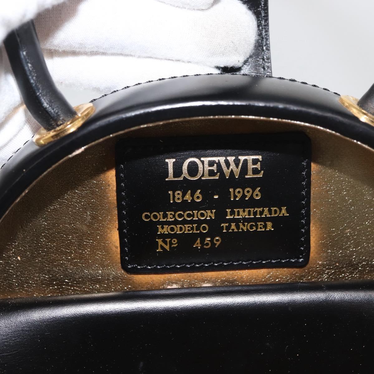 LOEWE Hand Bag Leather Black Gold Auth 179716A