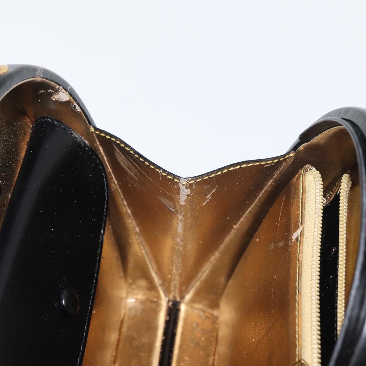 LOEWE Hand Bag Leather Black Gold Auth 179716A