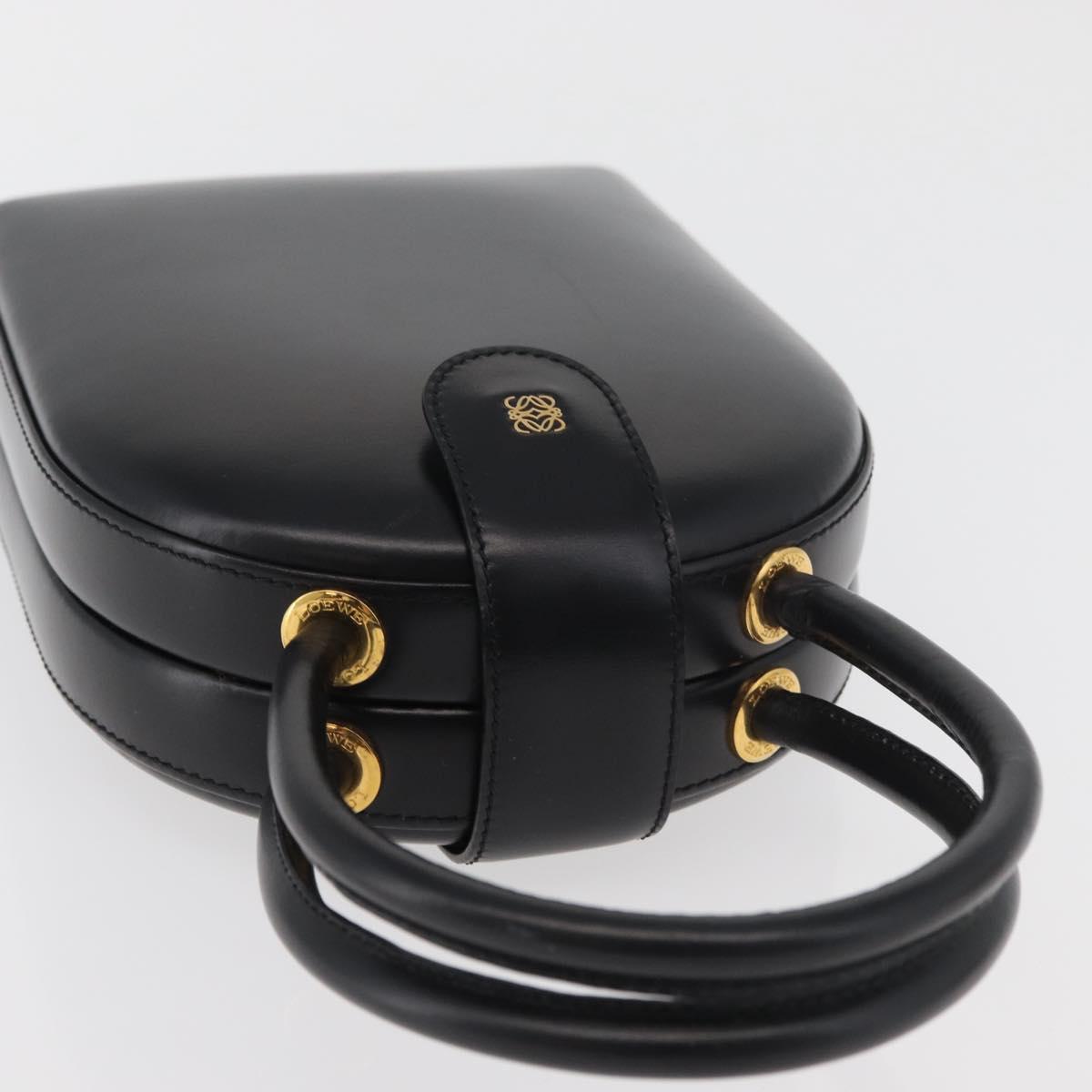 LOEWE Hand Bag Leather Black Gold Auth 179716A