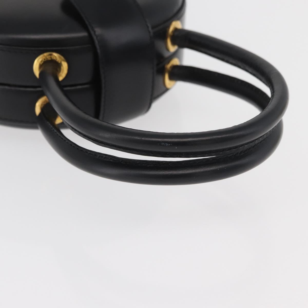 LOEWE Hand Bag Leather Black Gold Auth 179716A