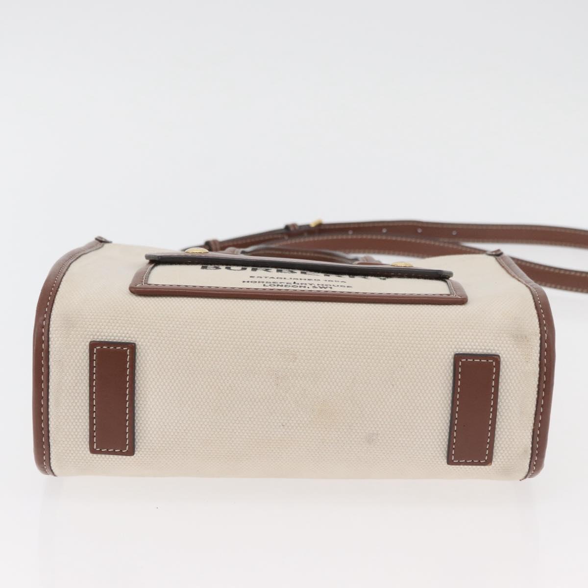 BURBERRY Hand Bag Canvas 2way Beige Gold Auth 179719A