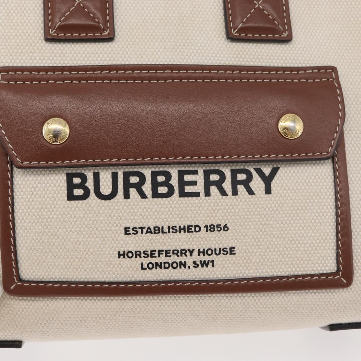 BURBERRY Hand Bag Canvas 2way Beige Gold Auth 179719A