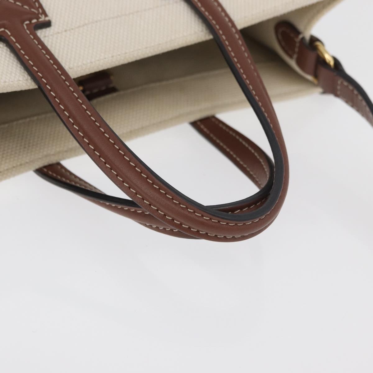 BURBERRY Hand Bag Canvas 2way Beige Gold Auth 179719A