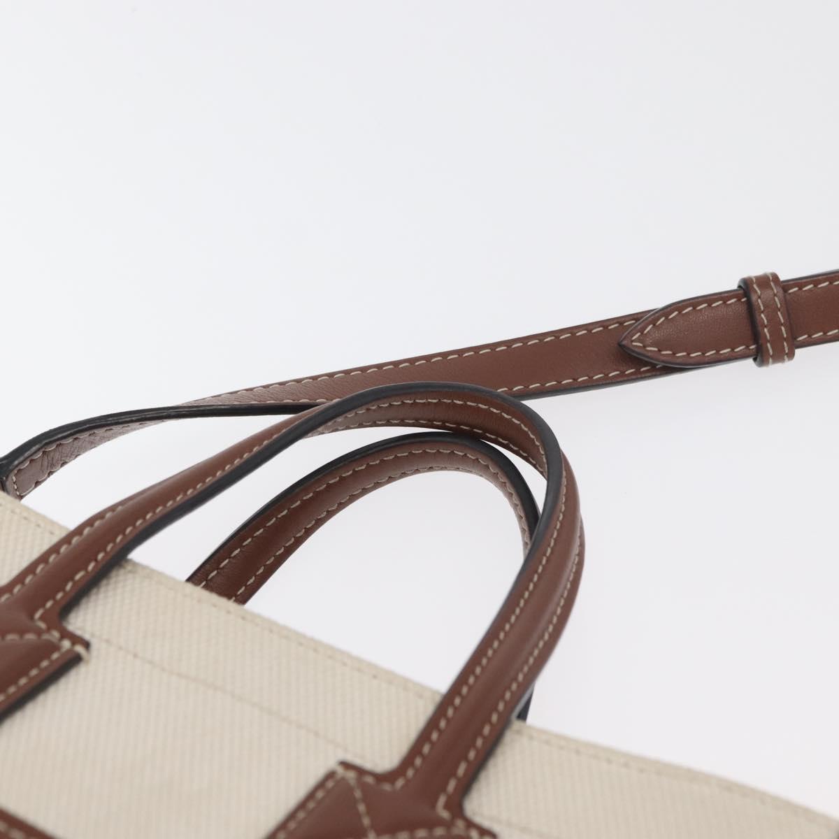 BURBERRY Hand Bag Canvas 2way Beige Gold Auth 179719A