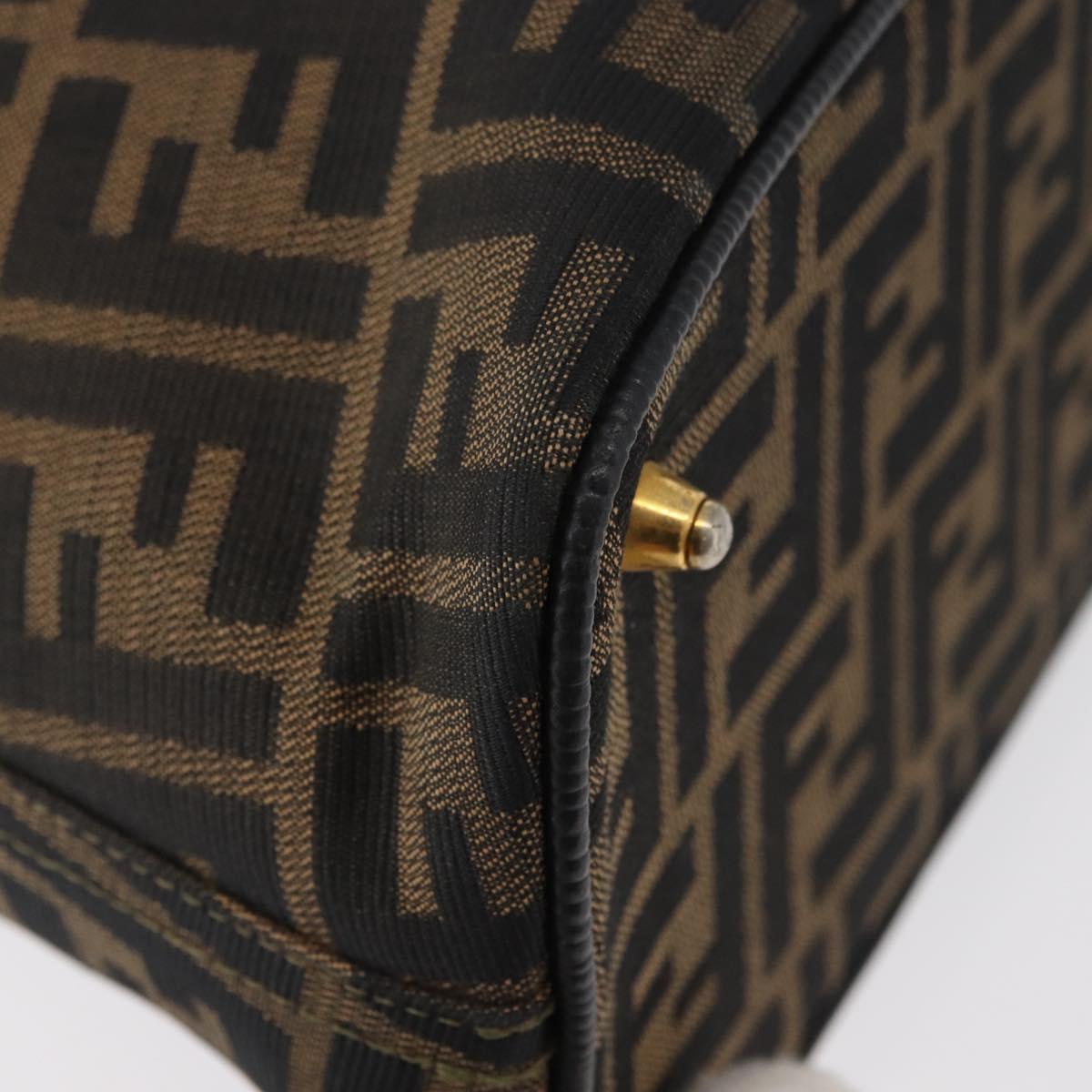FENDI Zucca Canvas Hand Bag Black Brown Auth 179721A