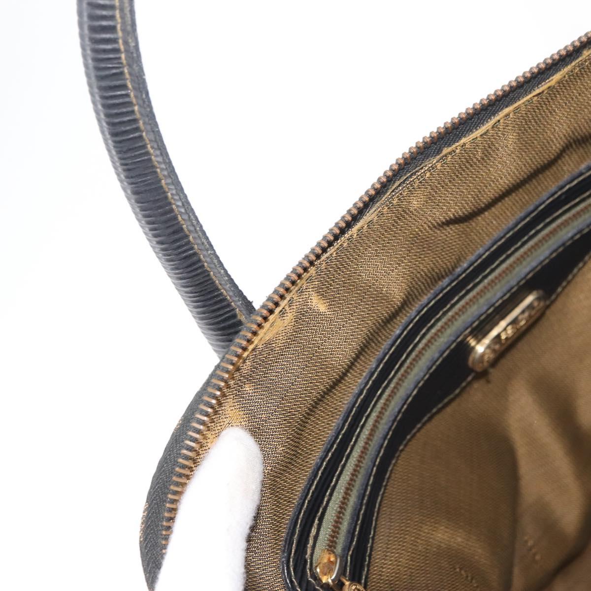 FENDI Zucca Canvas Hand Bag Black Brown Auth 179721A