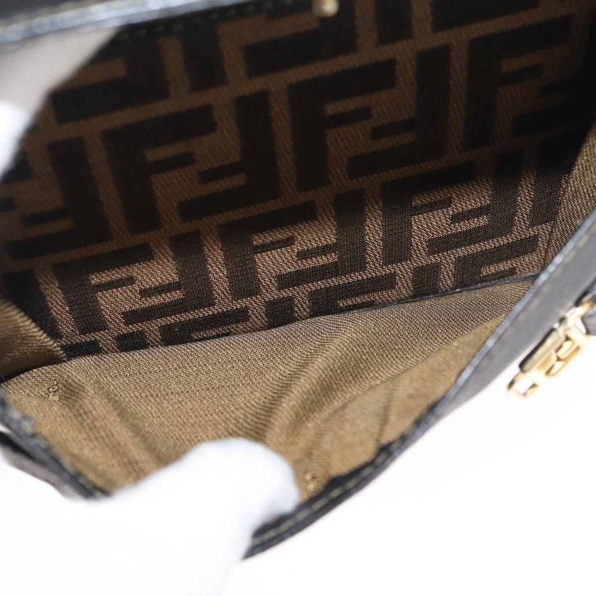 FENDI Zucca Canvas Hand Bag Black Brown Auth 179721A