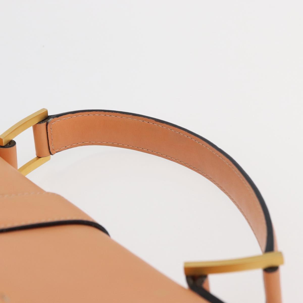 CELINE Hand Bag Leather Beige Gold Auth 179724A