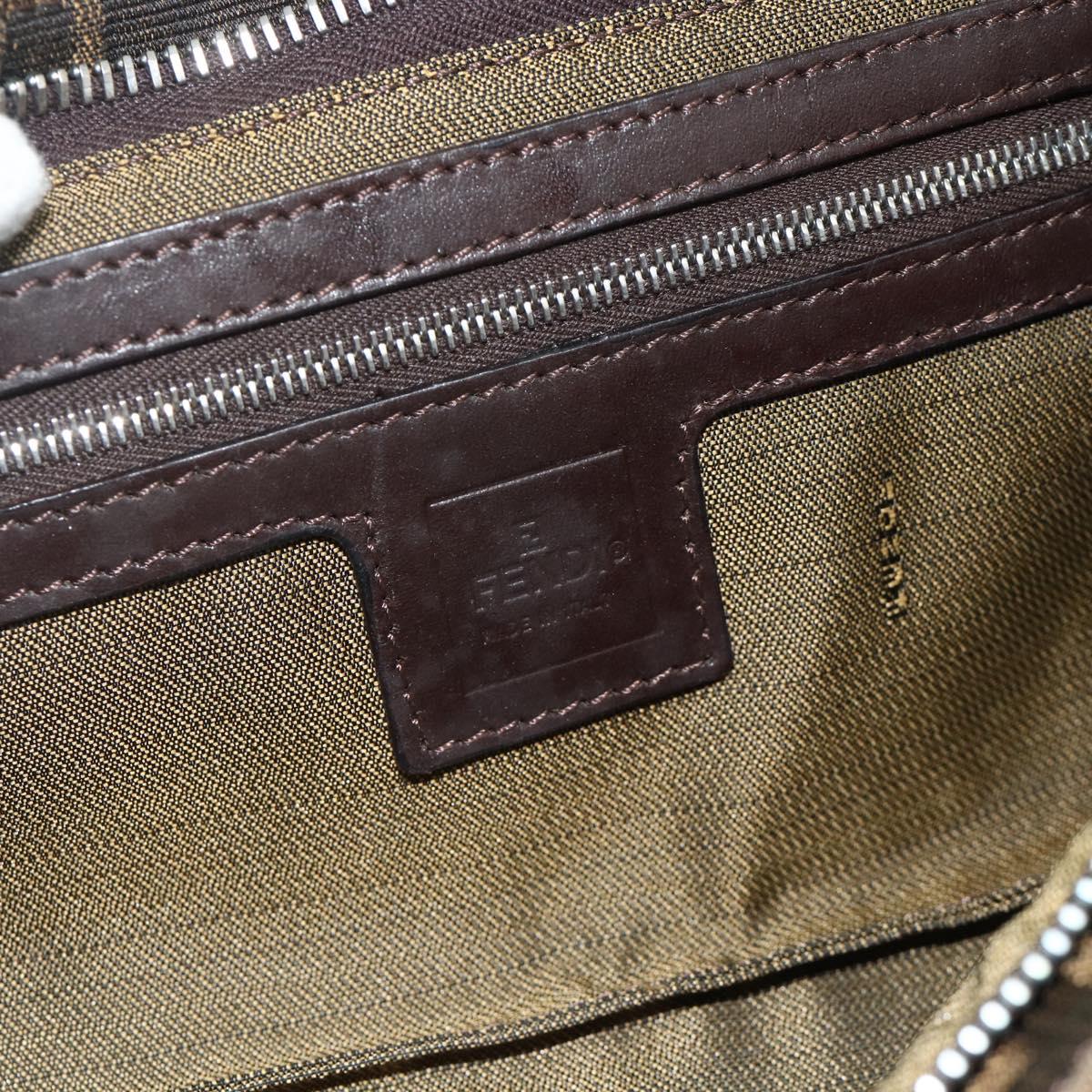 FENDI Zucca Canvas Mamma Baguette Shoulder Bag Black Brown Auth 179729
