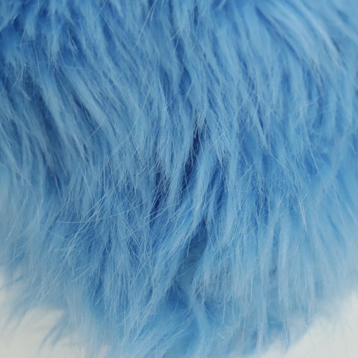 PRADA Clutch Bag Fur Silver Light Blue Auth 179733SM