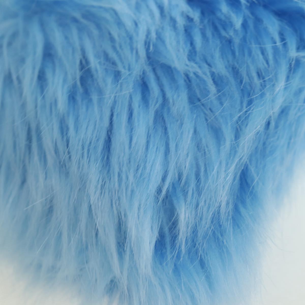 PRADA Clutch Bag Fur Silver Light Blue Auth 179733SM