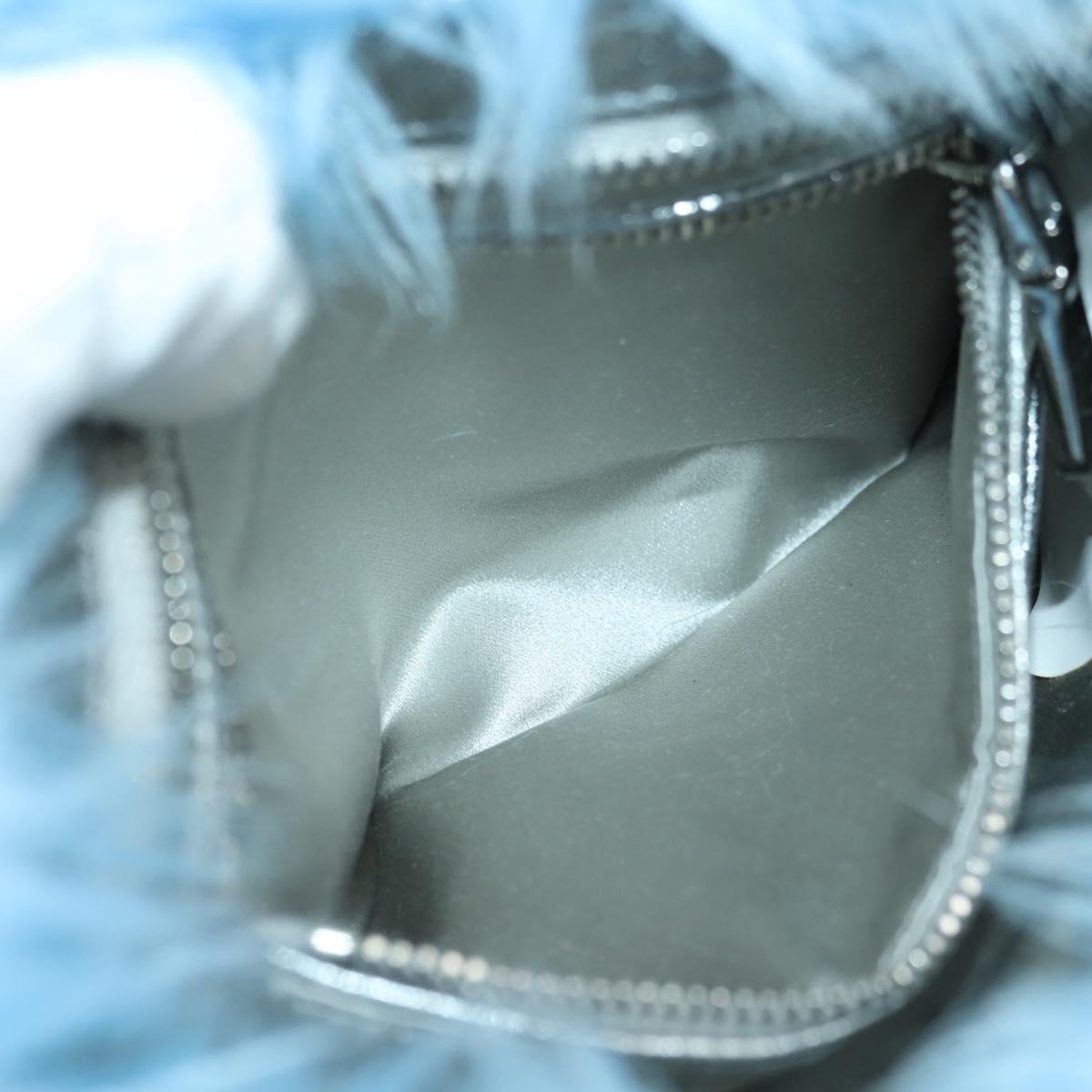 PRADA Clutch Bag Fur Silver Light Blue Auth 179733SM