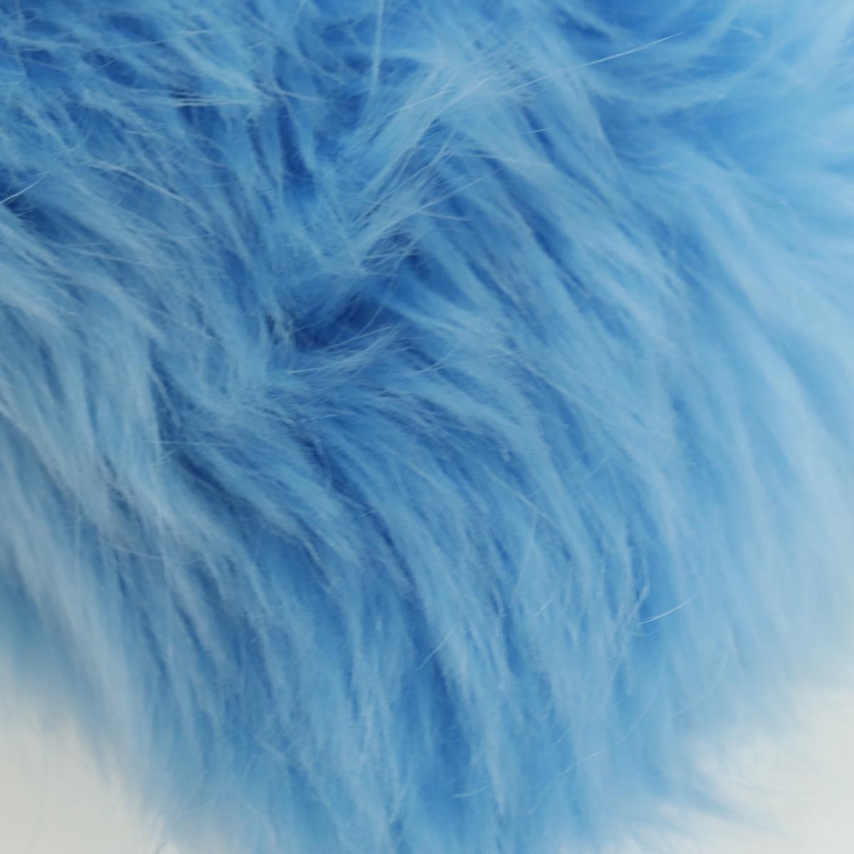 PRADA Clutch Bag Fur Silver Light Blue Auth 179733SM