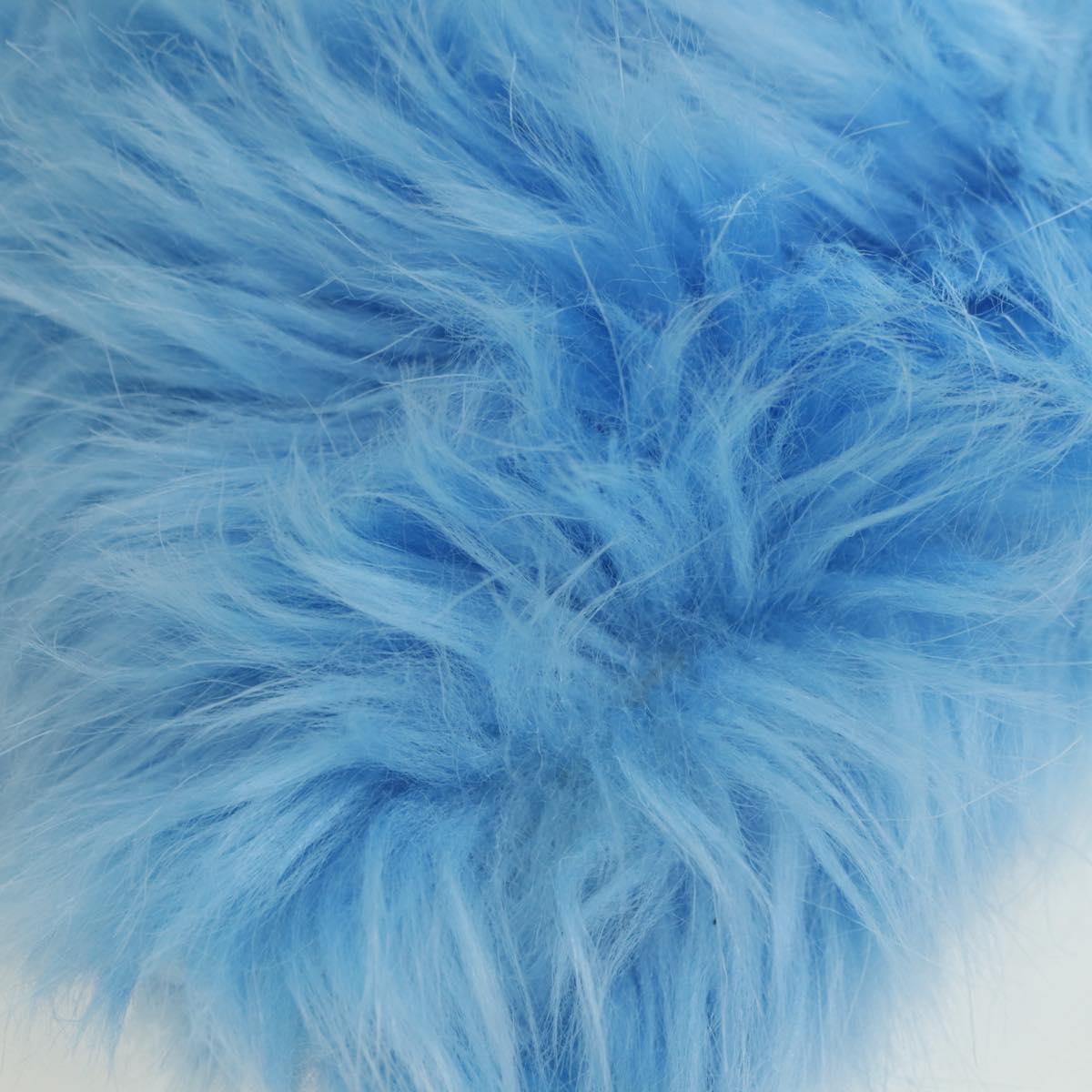 PRADA Clutch Bag Fur Silver Light Blue Auth 179733SM