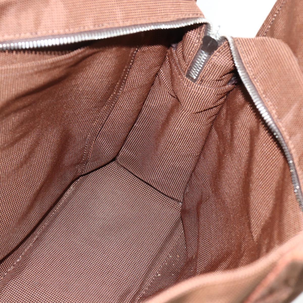 HERMES Her Line Tote MM Tote Bag Canvas Brown Silver Auth 179734A