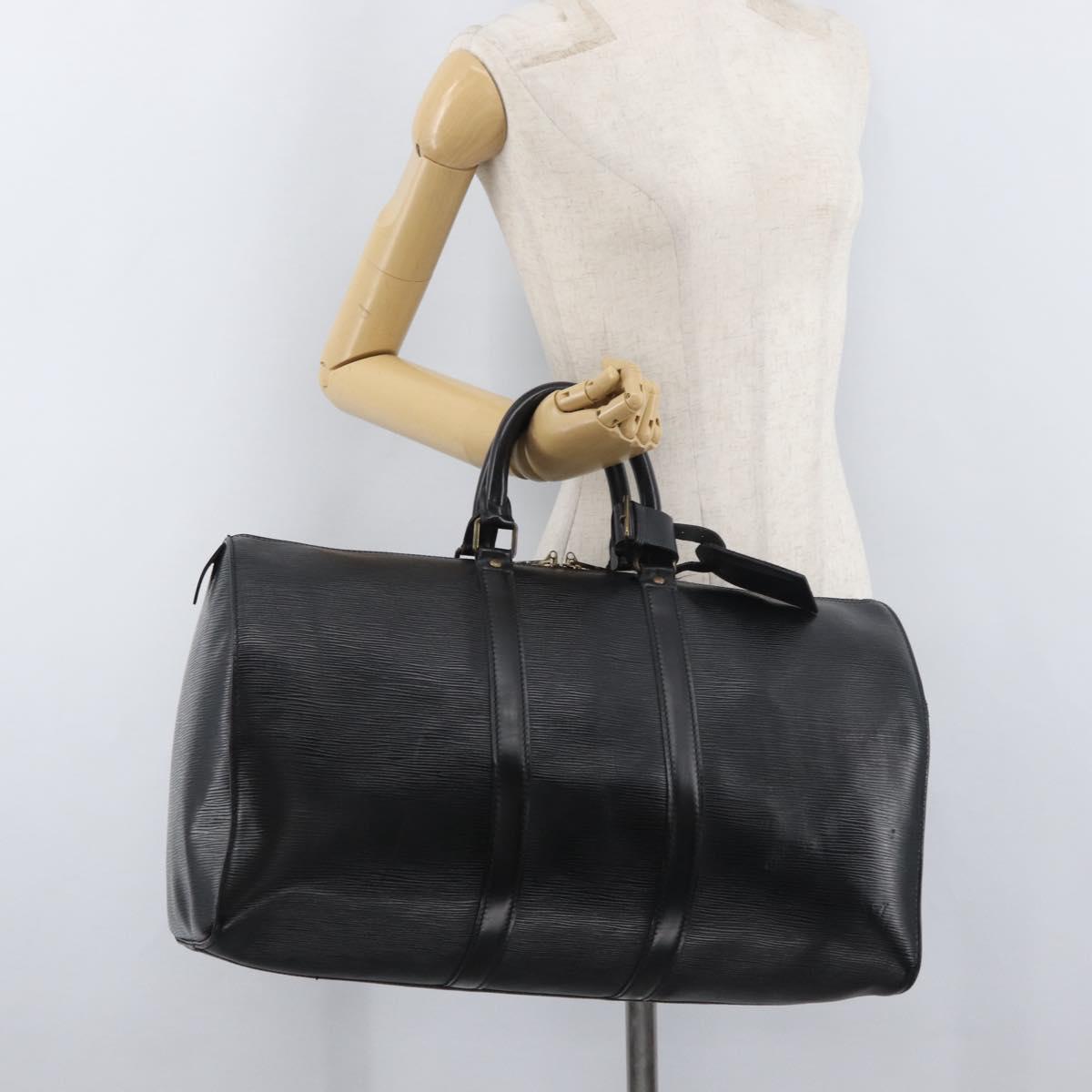 LOUIS VUITTON Epi Keepall 45 Boston Bag Black M42972 LV Auth 179739A