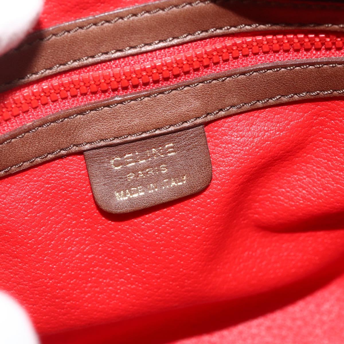 CELINE Circle Shoulder Bag Leather Brown Gold Auth 179757
