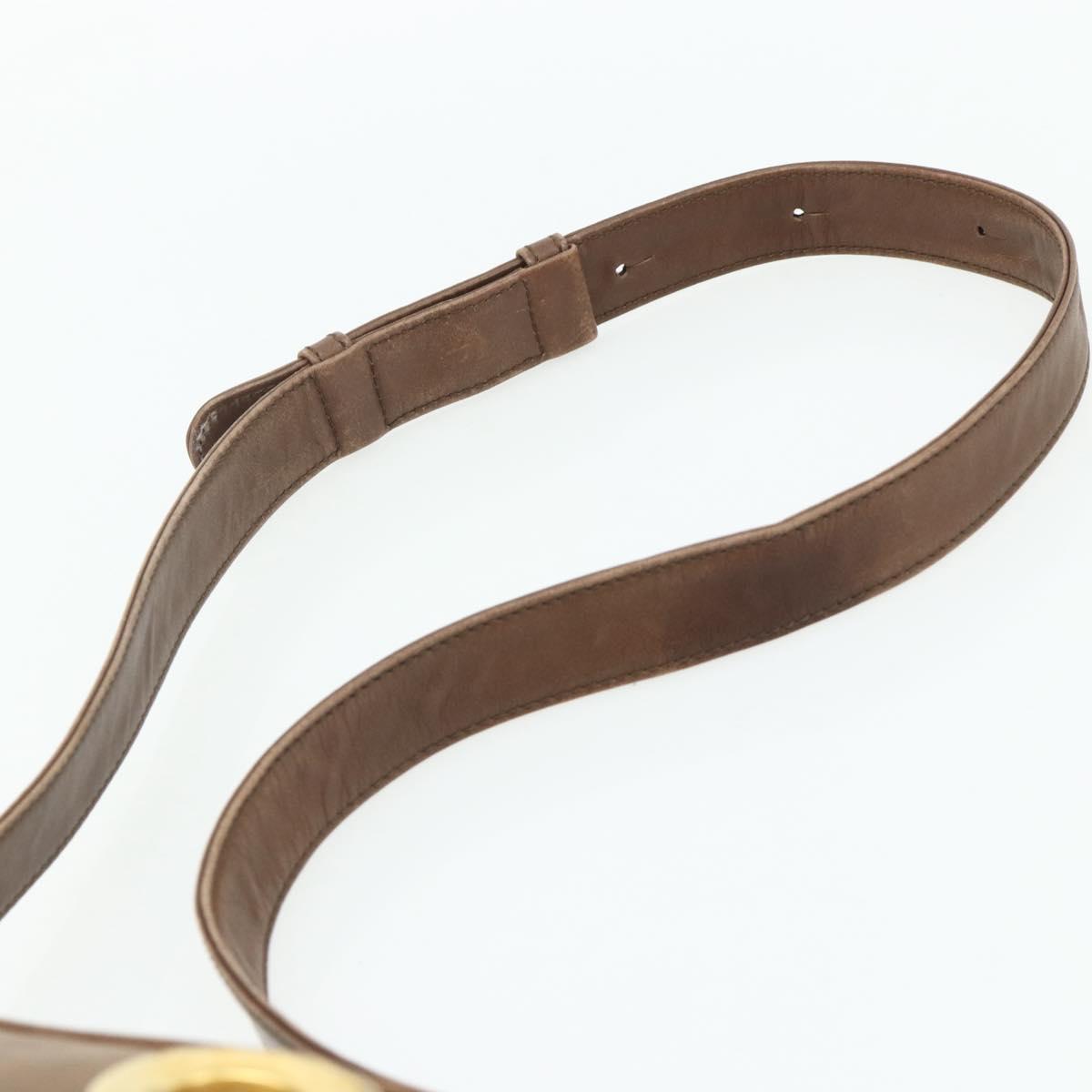 CELINE Circle Shoulder Bag Leather Brown Gold Auth 179757