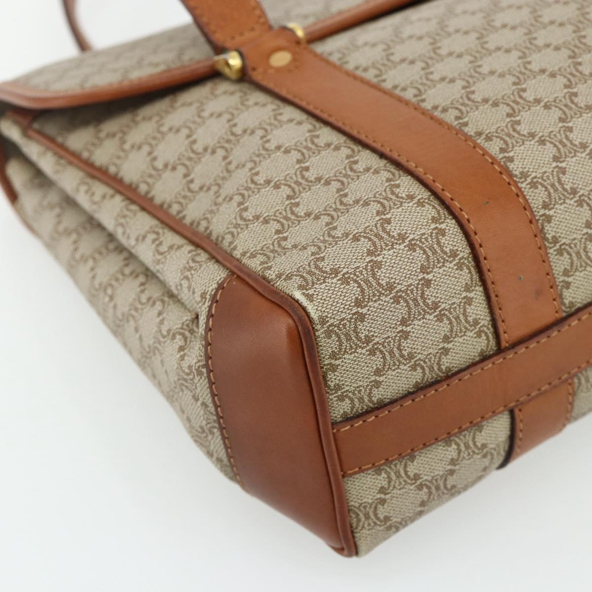 CELINE Macadam Canvas Hand Bag PVC Beige Gold Auth 179761