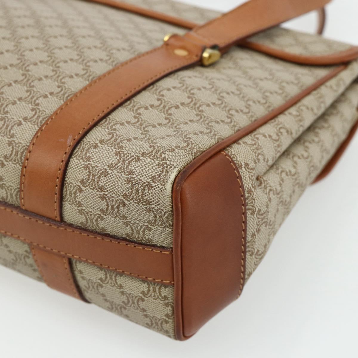 CELINE Macadam Canvas Hand Bag PVC Beige Gold Auth 179761