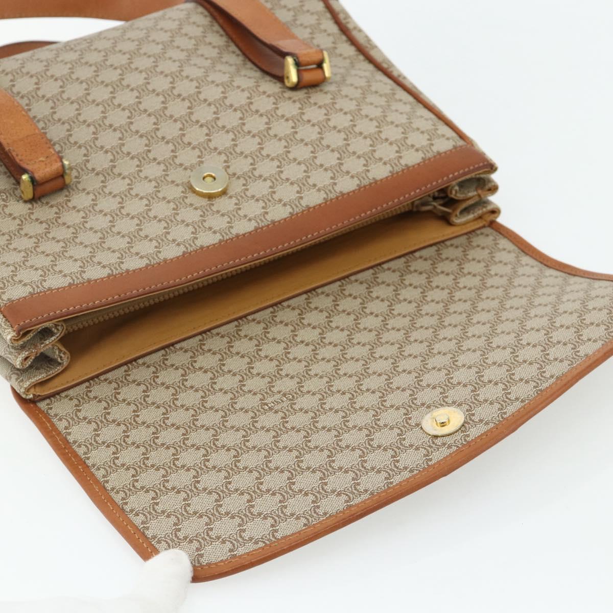 CELINE Macadam Canvas Hand Bag PVC Beige Gold Auth 179761
