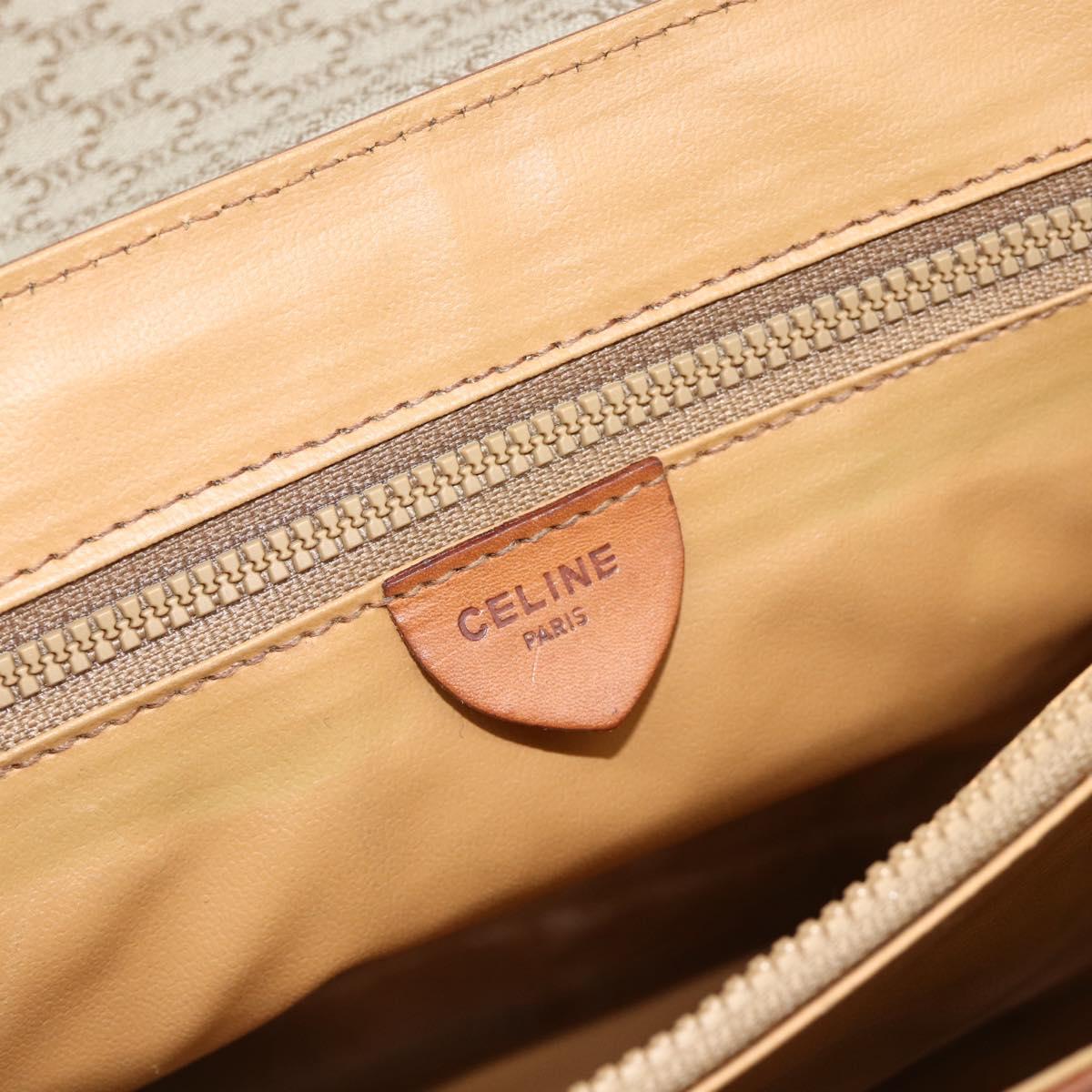 CELINE Macadam Canvas Hand Bag PVC Beige Gold Auth 179761