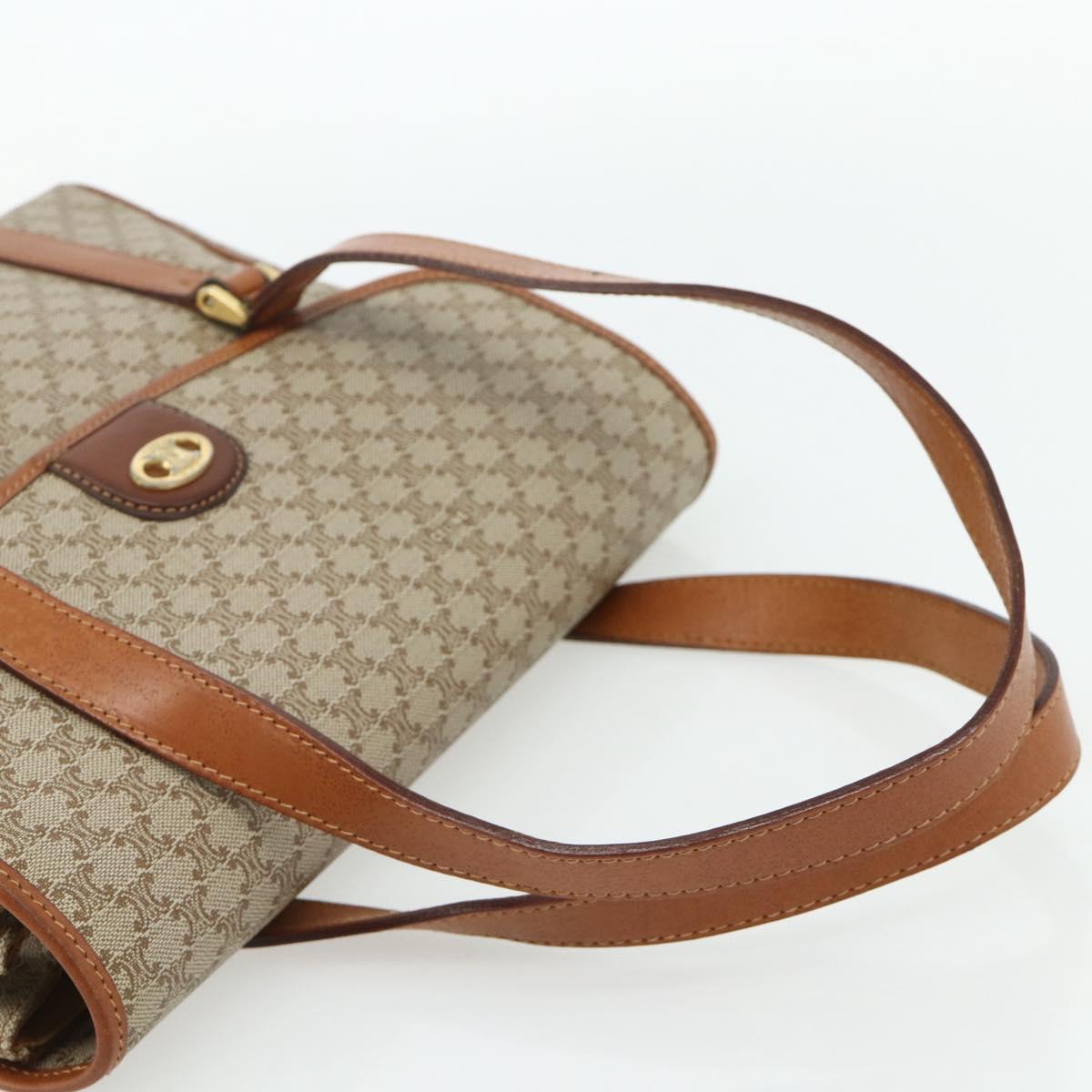 CELINE Macadam Canvas Hand Bag PVC Beige Gold Auth 179761