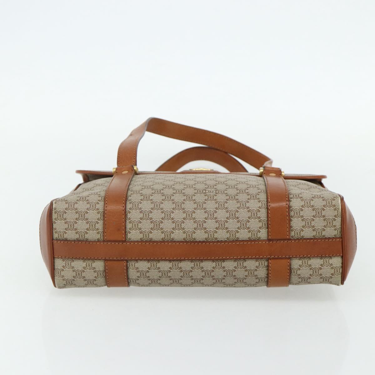 CELINE Macadam Canvas Hand Bag PVC Beige Gold Auth 179761