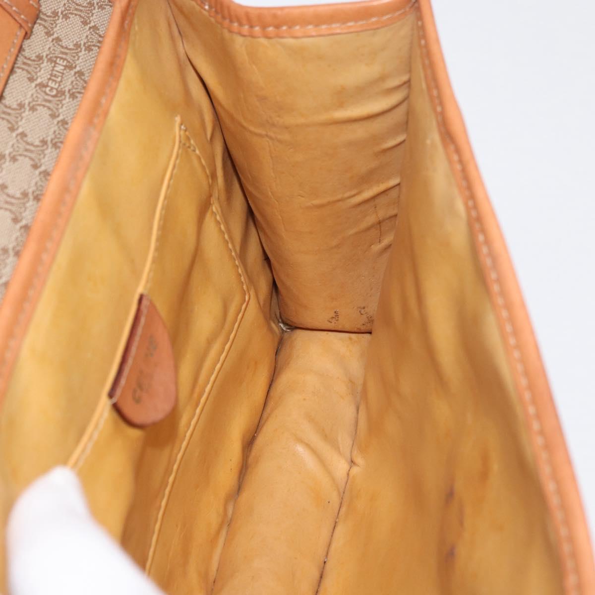 CELINE Macadam Canvas Shoulder Bag PVC Beige Gold Auth 179762A
