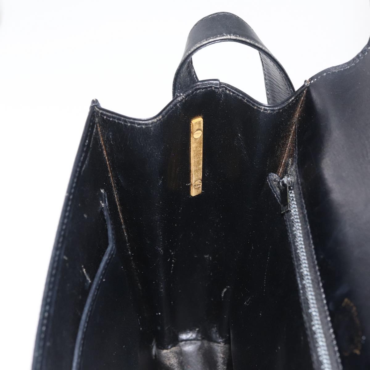 GUCCI Horsebit Web Sherry Line Shoulder Bag Leather Black Gold Auth 179764