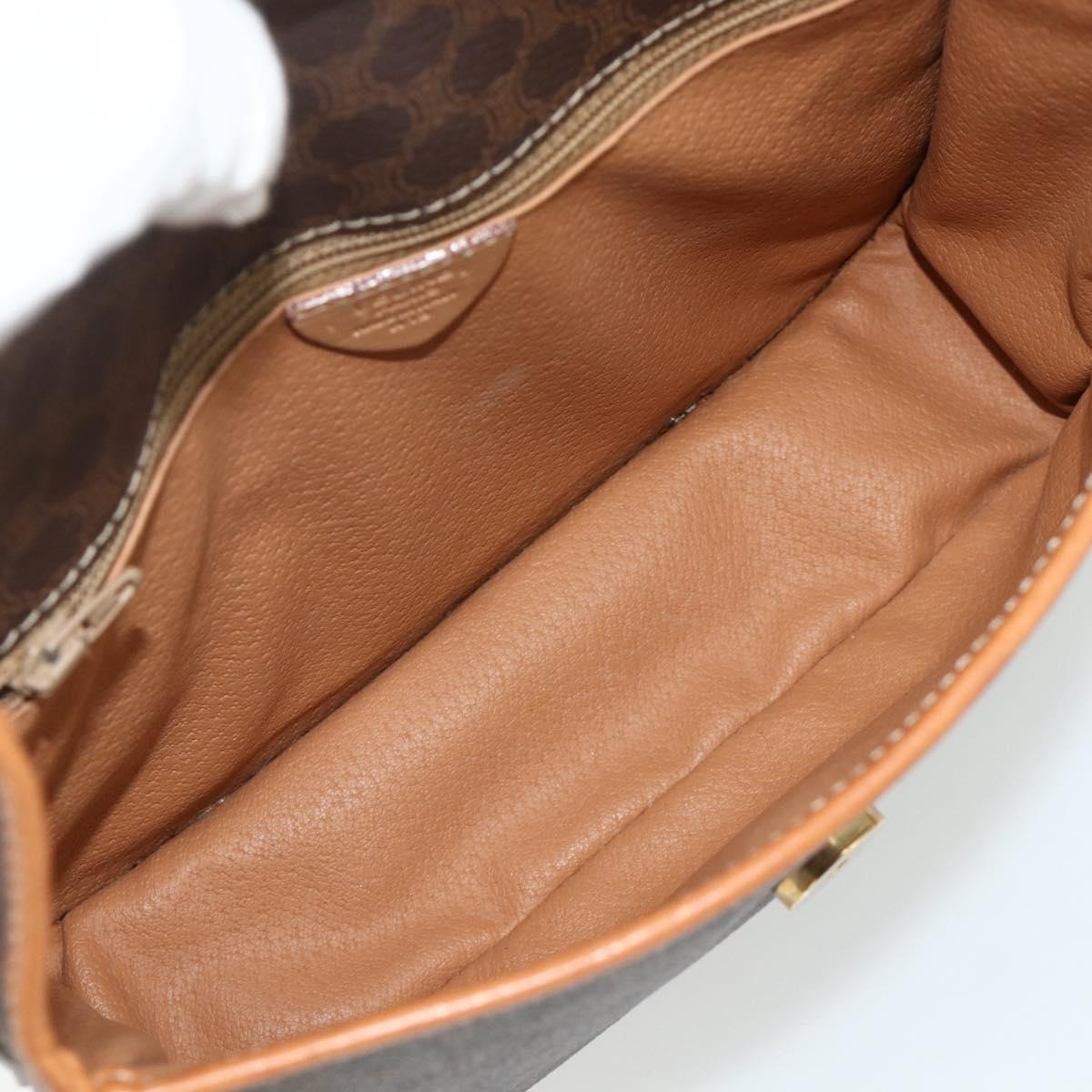 CELINE Macadam Canvas Shoulder Bag PVC Leather Brown Gold Auth 179765A