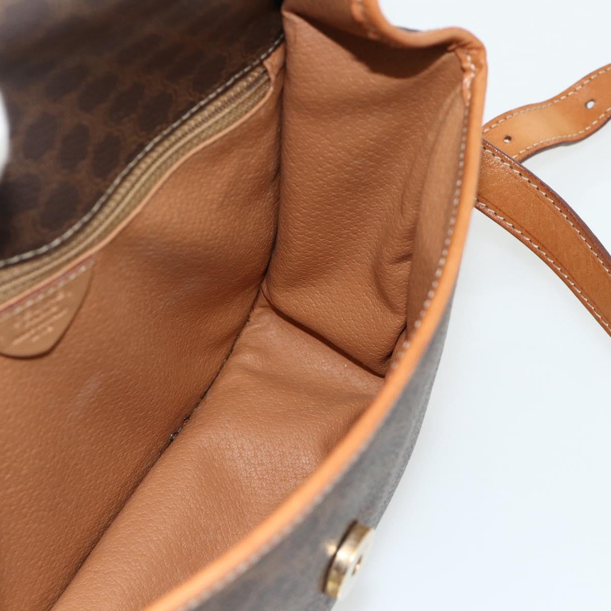 CELINE Macadam Canvas Shoulder Bag PVC Leather Brown Gold Auth 179765A