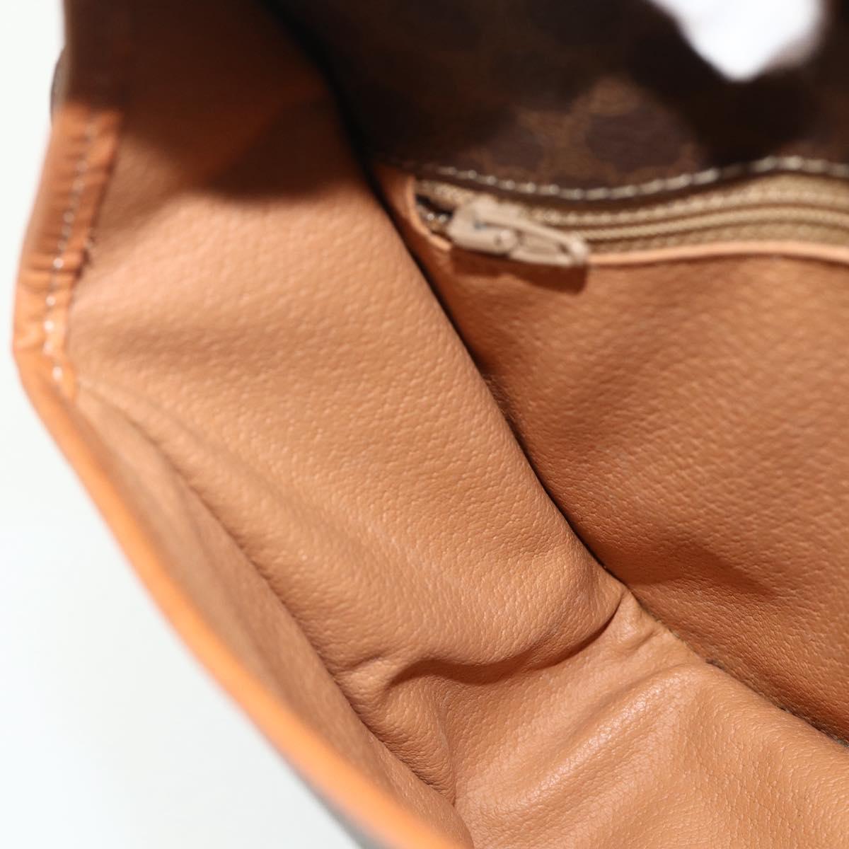 CELINE Macadam Canvas Shoulder Bag PVC Leather Brown Gold Auth 179765A