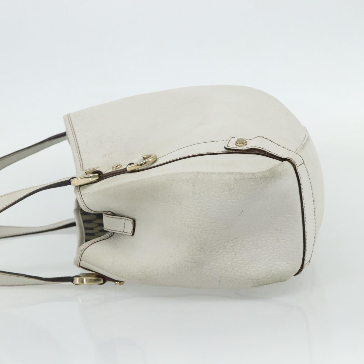 GUCCI Abbey Tote Bag Leather White Gold 130736 Auth 179766A