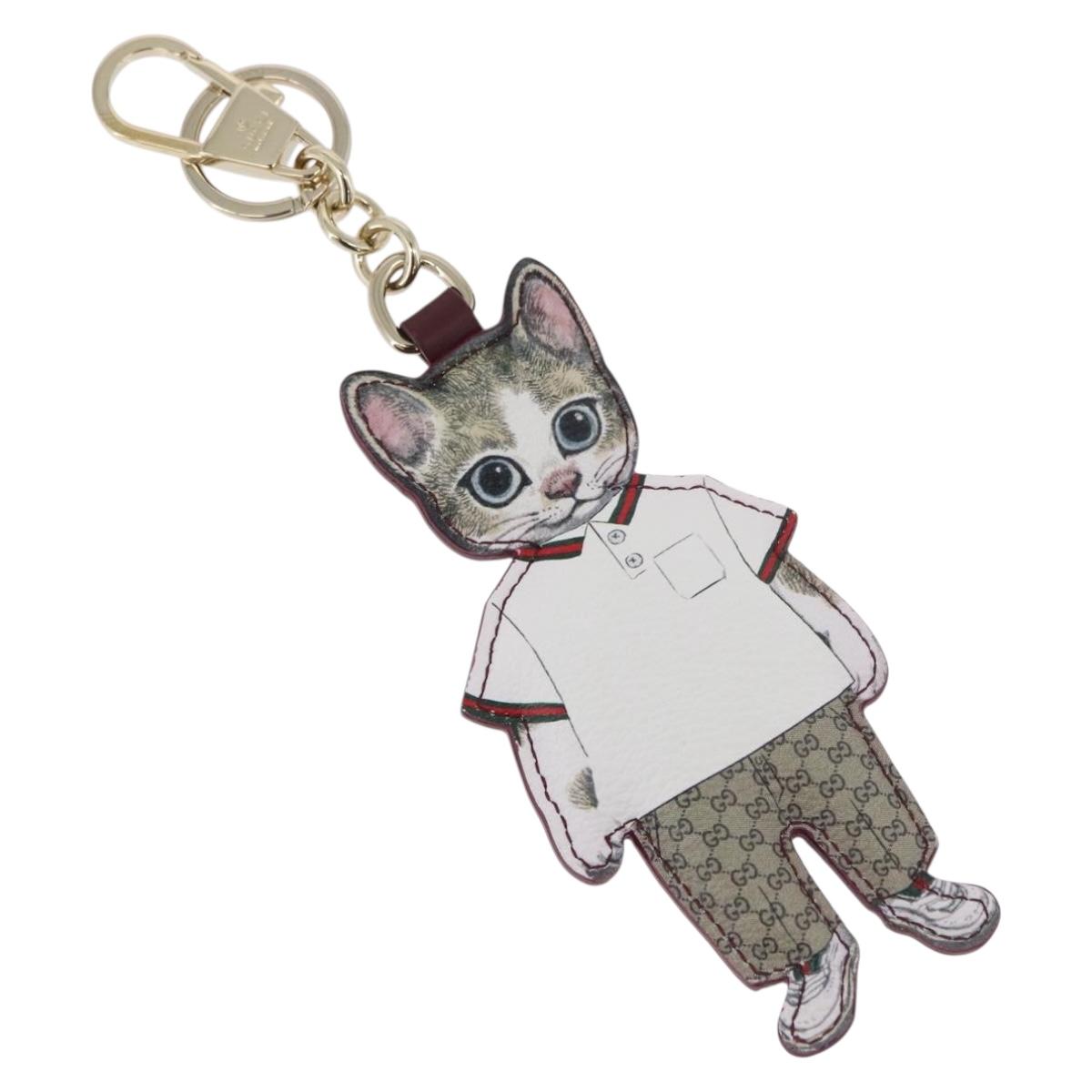 GUCCI GG Supreme Higuchi Yuko Collaboration Charm PVC Beige Gold Auth 179773SM