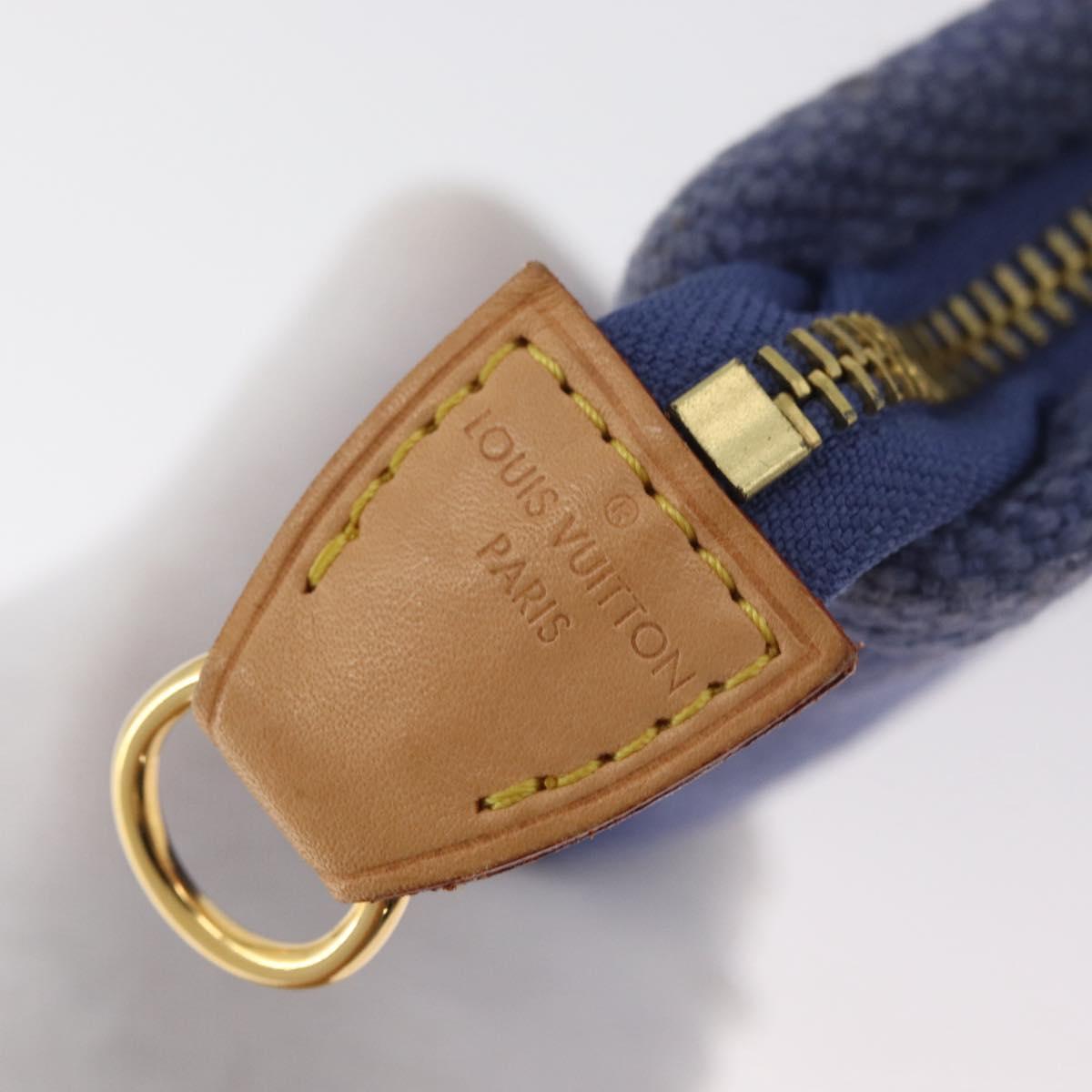 LOUIS VUITTON Antigua Pochette Platt PM Pouch Blue M40070 LV Auth 179777V
