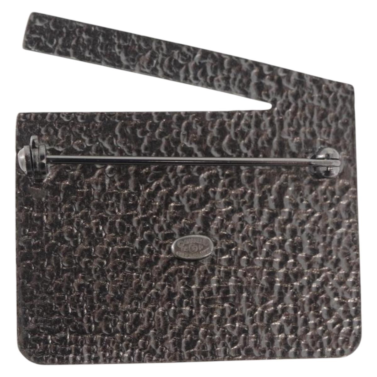 CHANEL Brooch metal Black CC Auth 179780M